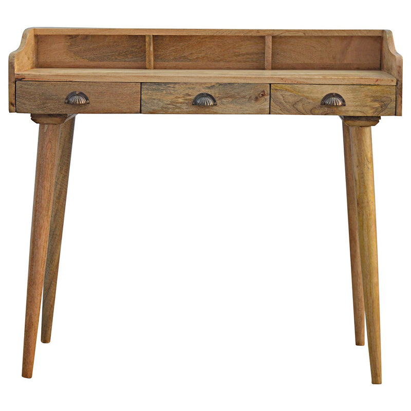 Gallery Back Shell Writing Desk | Oak Solid Mango Wood