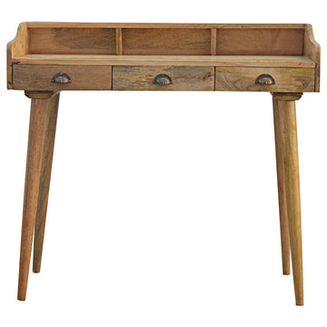 Gallery Back Shell Writing Desk | Oak Solid Mango Wood