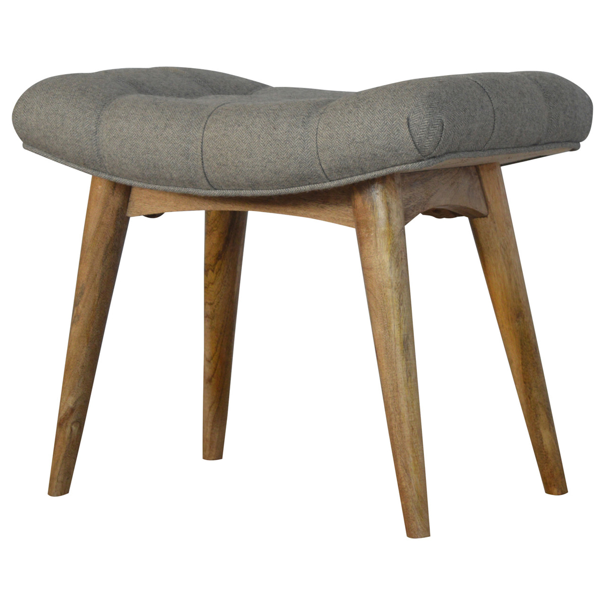 Curved Grey Tweed Bench | Oak-Ish
