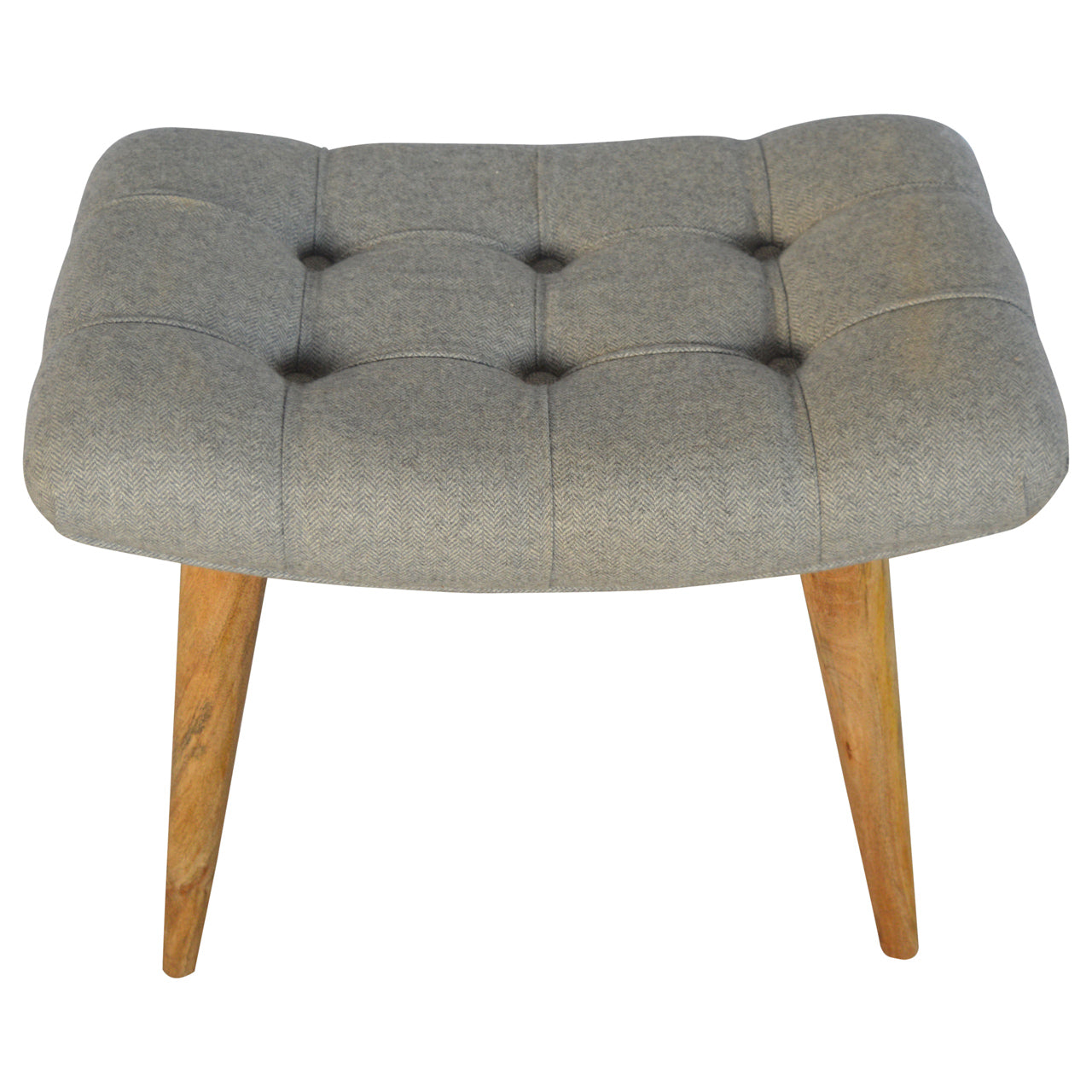 Curved Grey Tweed Bench | Oak-Ish