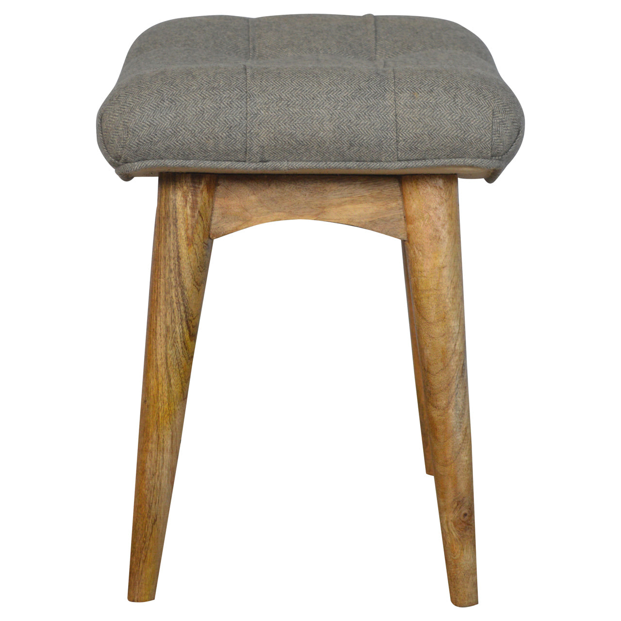 Curved Grey Tweed Bench | Oak-Ish