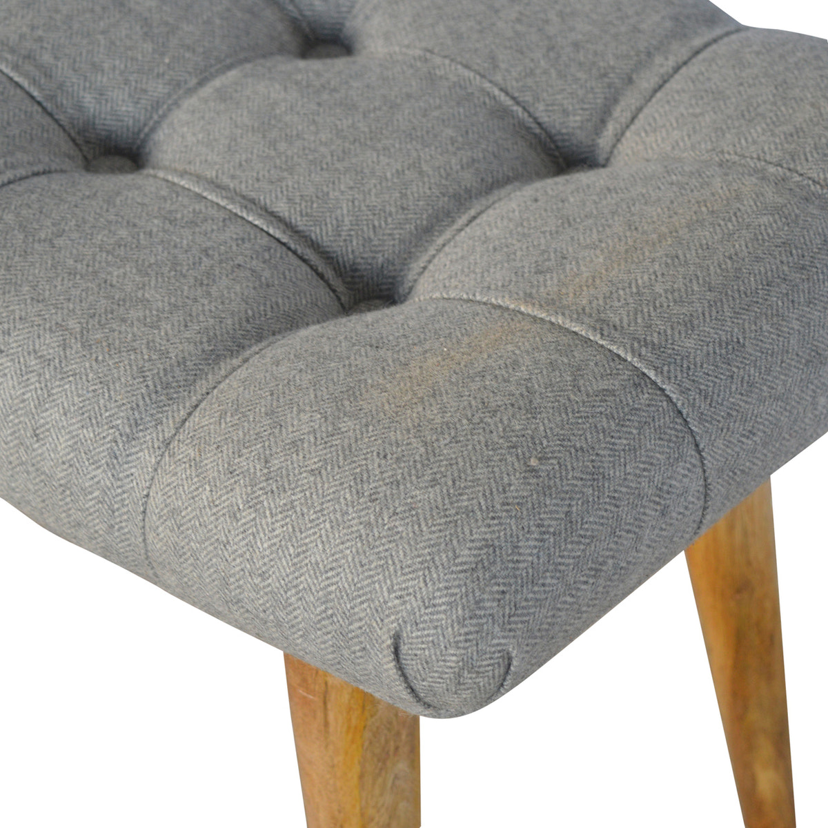 Curved Grey Tweed Bench | Oak-Ish
