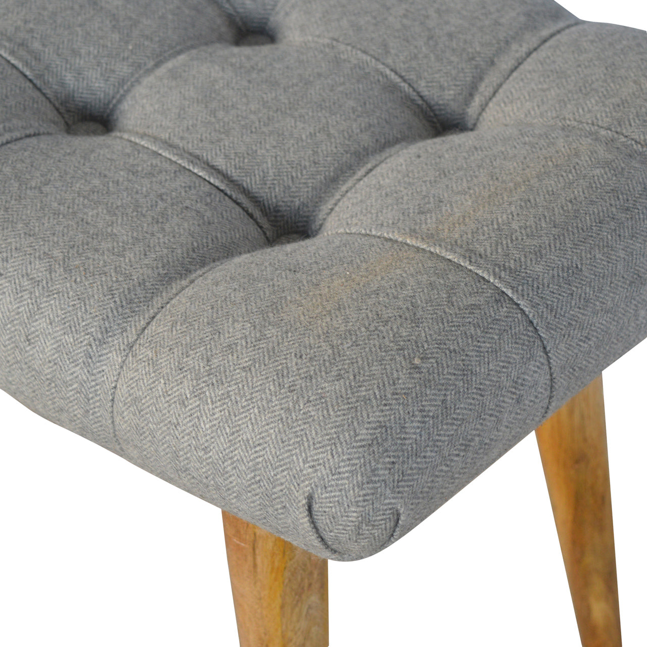 Curved Grey Tweed Bench | Oak-Ish
