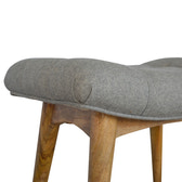 Curved Grey Tweed Bench | Oak-Ish
