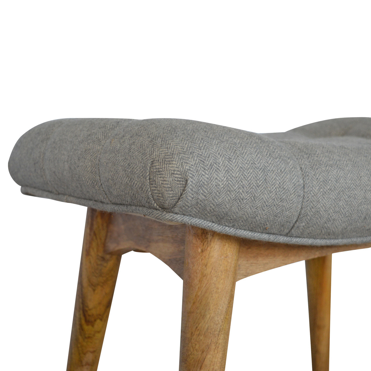 Curved Grey Tweed Bench | Oak-Ish