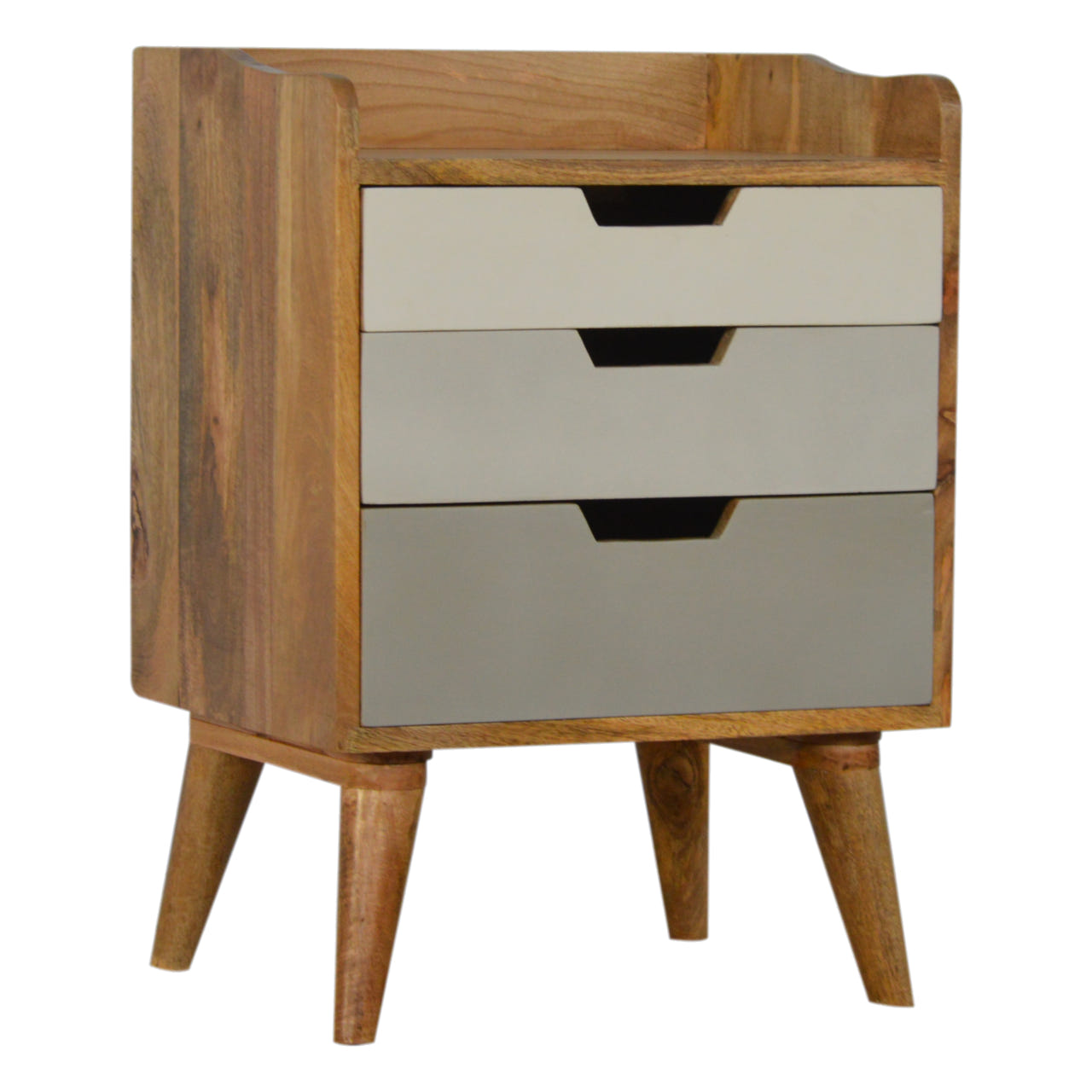 Grey and White Gradient Bedside Table | Oak-Ish Mango Wood