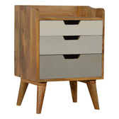 Grey and White Gradient Bedside Table | Oak-Ish Mango Wood