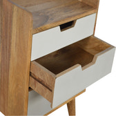 Grey and White Gradient Bedside Table | Oak-Ish Mango Wood
