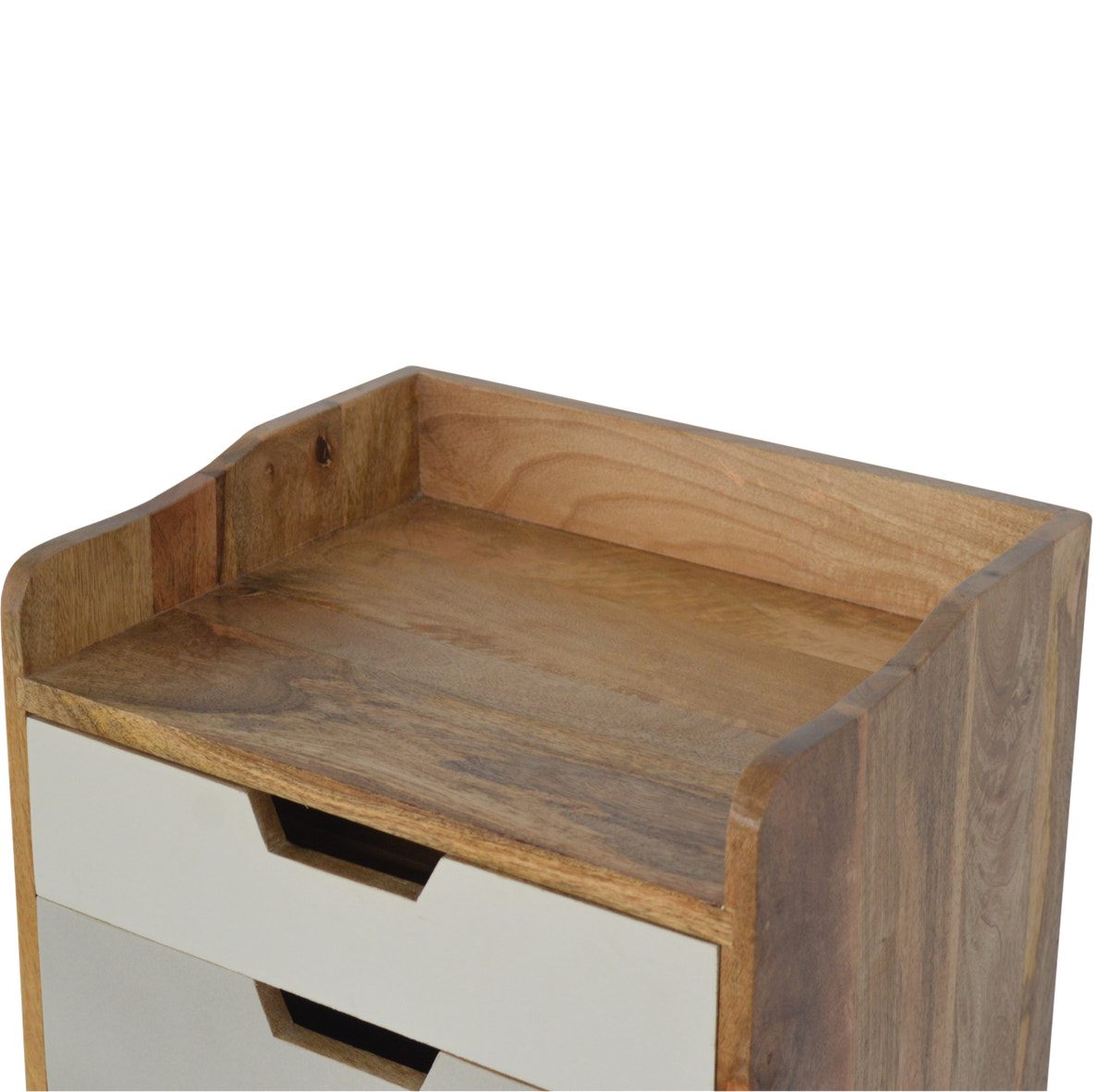 Grey and White Gradient Bedside Table | Oak-Ish Mango Wood