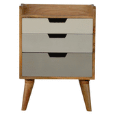 Grey and White Gradient Bedside Table | Oak-Ish Mango Wood
