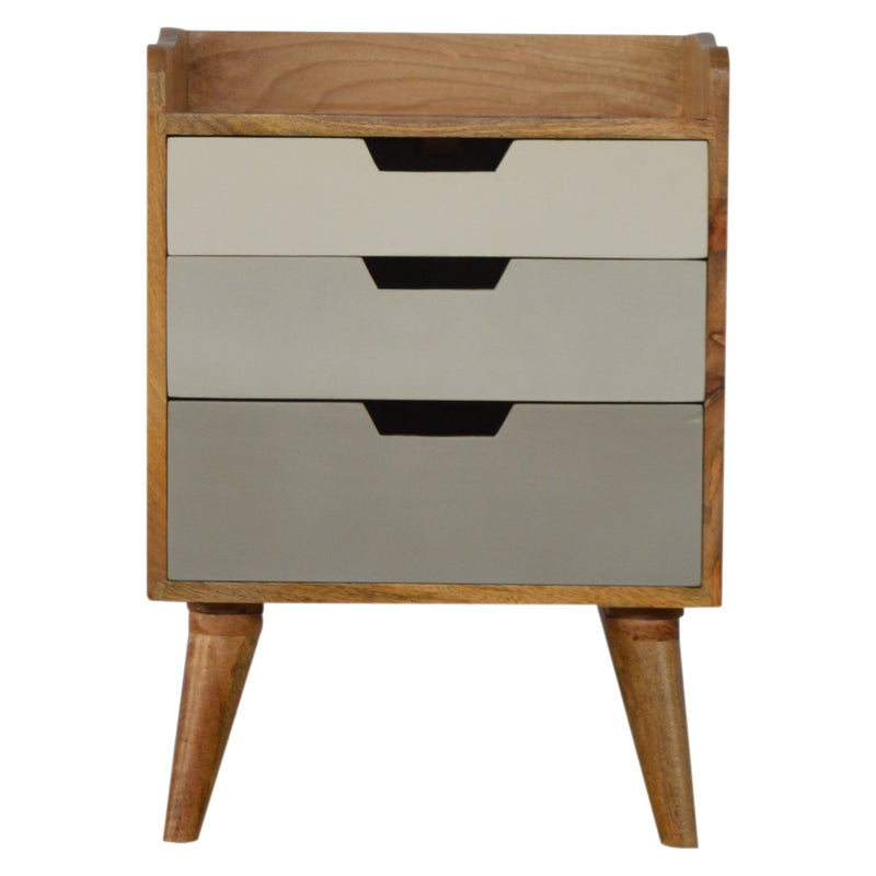 Grey and White Gradient Bedside Table | Oak-Ish Mango Wood