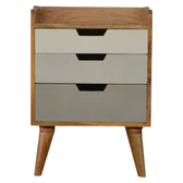 Grey and White Gradient Bedside Table | Oak-Ish Mango Wood