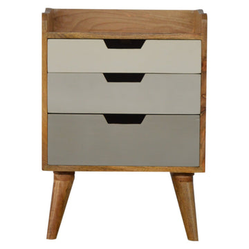 Grey and White Gradient Bedside Table | Oak-Ish Mango Wood