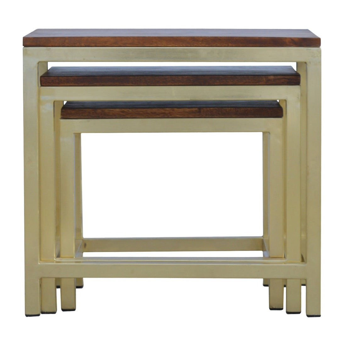 Chunky Gold Stool Set of 3 Footstool | Chestnut Mango Wood