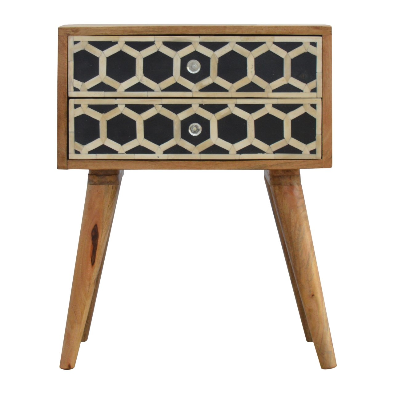 Bone Inlay Bedside with 2-Drawers Bedside Table