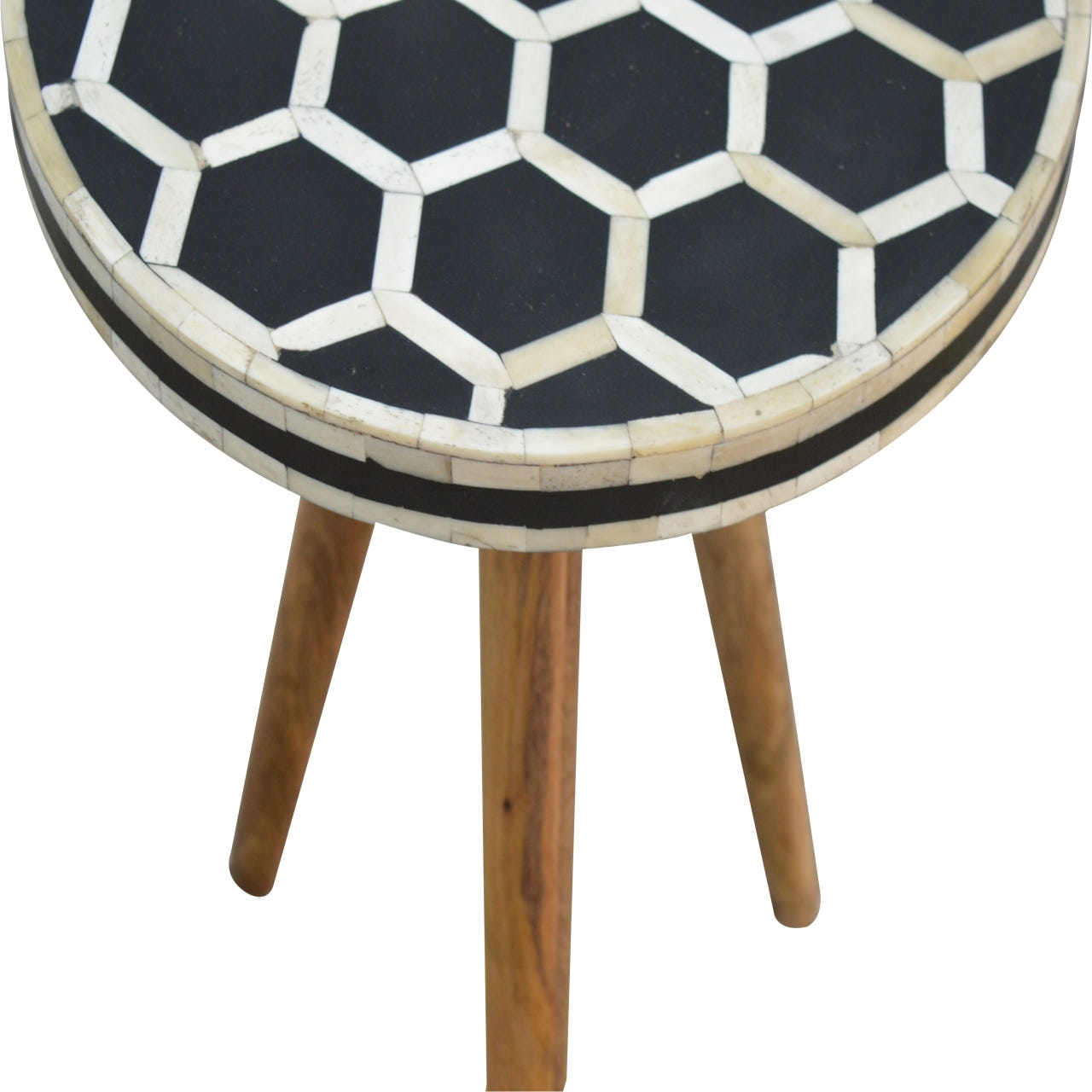 Bone Inlay Tripod Footstool
