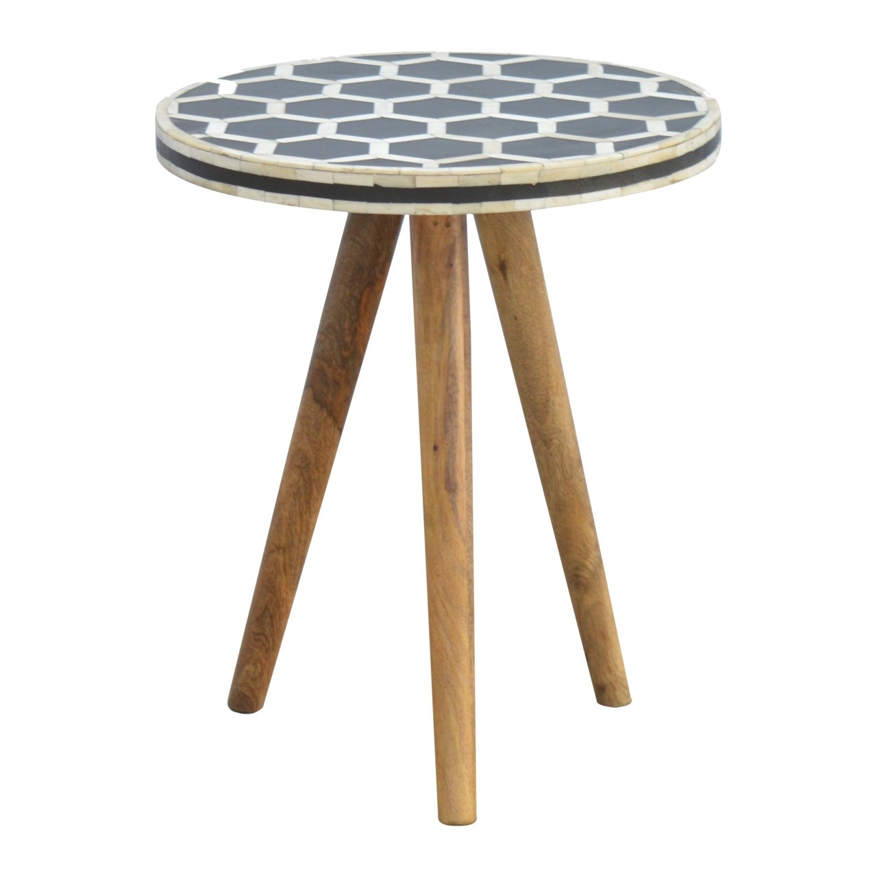 Bone Inlay Tripod Footstool