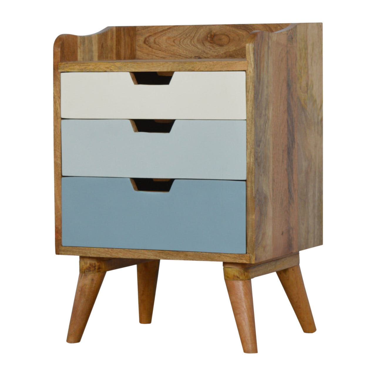 Blue and White Gradient Bedside Table | Oak-Ish Mango Wood