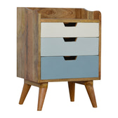Blue and White Gradient Bedside Table | Oak-Ish Mango Wood