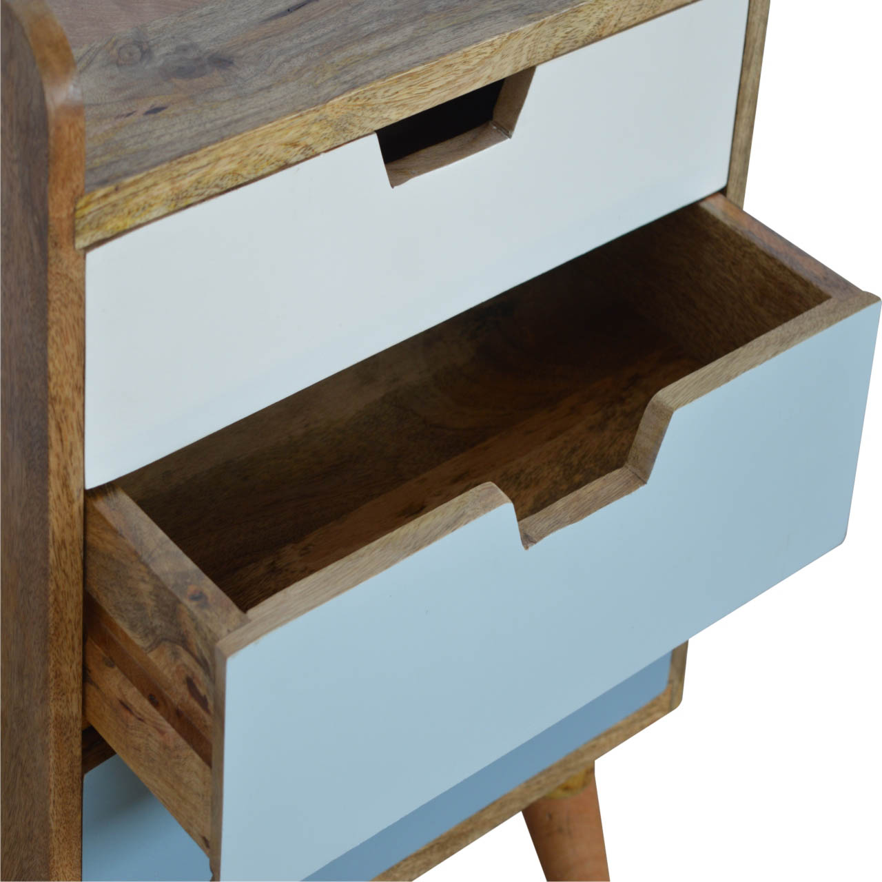 Blue and White Gradient Bedside Table | Oak-Ish Mango Wood