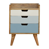 Blue and White Gradient Bedside Table | Oak-Ish Mango Wood