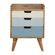 Blue and White Gradient Bedside Table | Oak-Ish Mango Wood