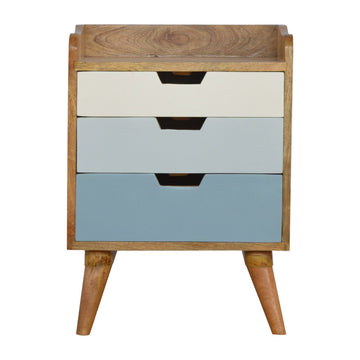 Blue and White Gradient Bedside Table | Oak-Ish Mango Wood