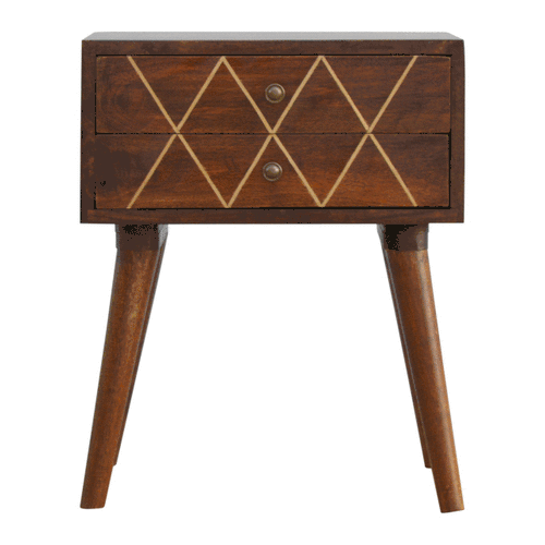 Geo Brass Inlay Bedside Table