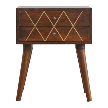 Geo Brass Inlay Bedside Table