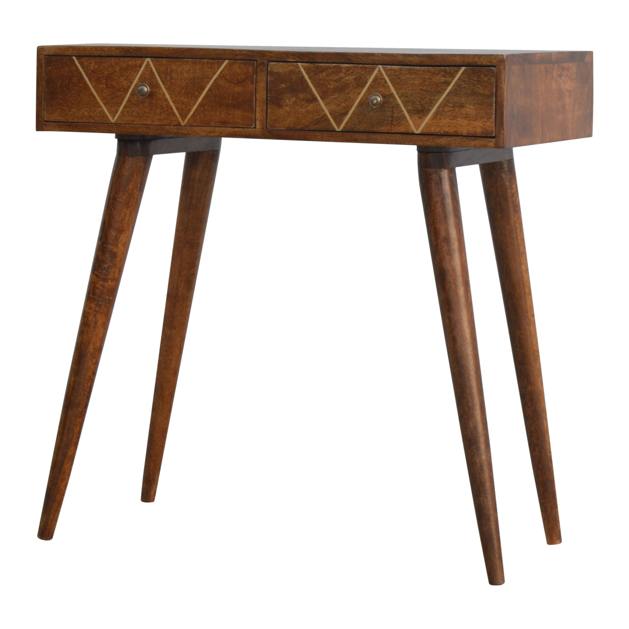 Geometric Brass Console Table | Chestnut Mango Wood
