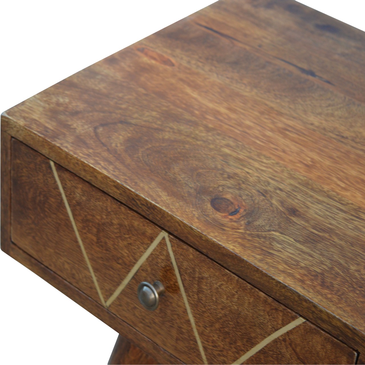 Geometric Brass Console Table | Chestnut Mango Wood