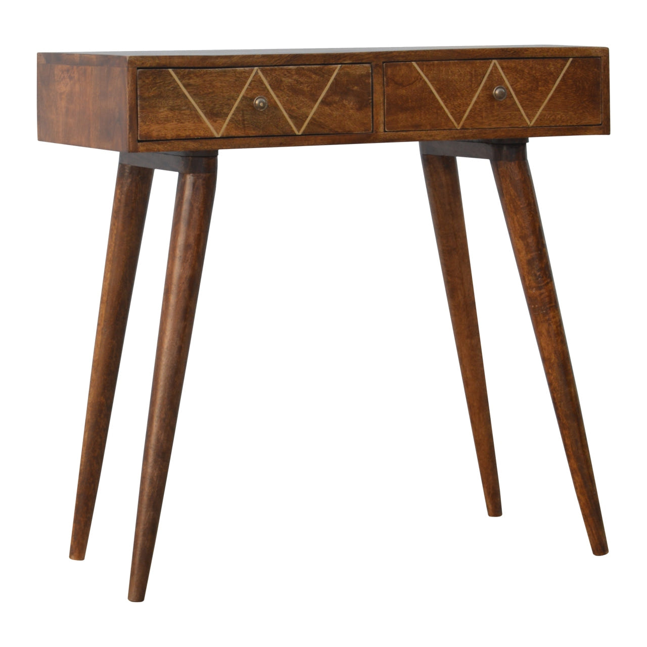 Geometric Brass Console Table | Chestnut Mango Wood