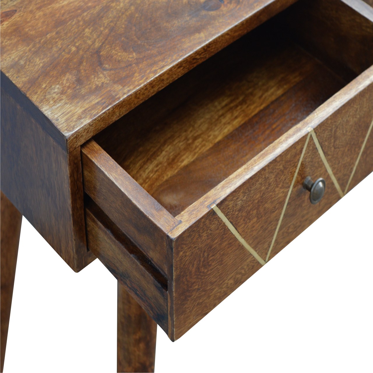 Geometric Brass Console Table | Chestnut Mango Wood
