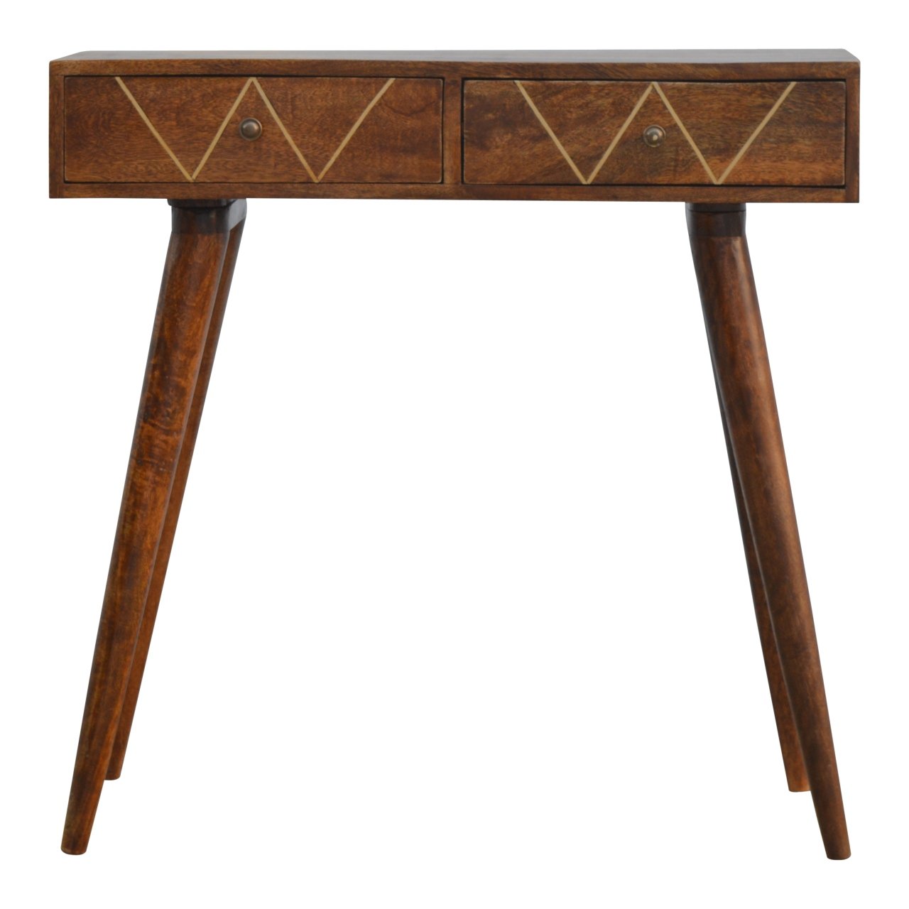 Geometric Brass Console Table | Chestnut Mango Wood