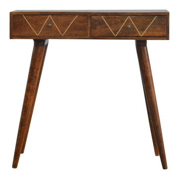 Geometric Brass Console Table | Chestnut Mango Wood