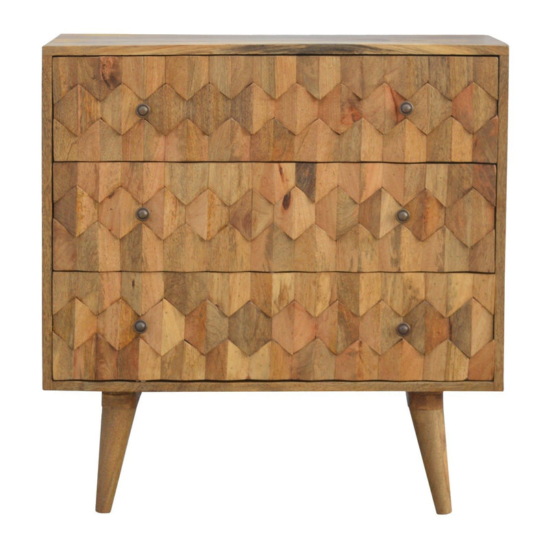 Pineapple Carved Chest of Drawers | Oak-Ish Mango Wood Hand-Carved