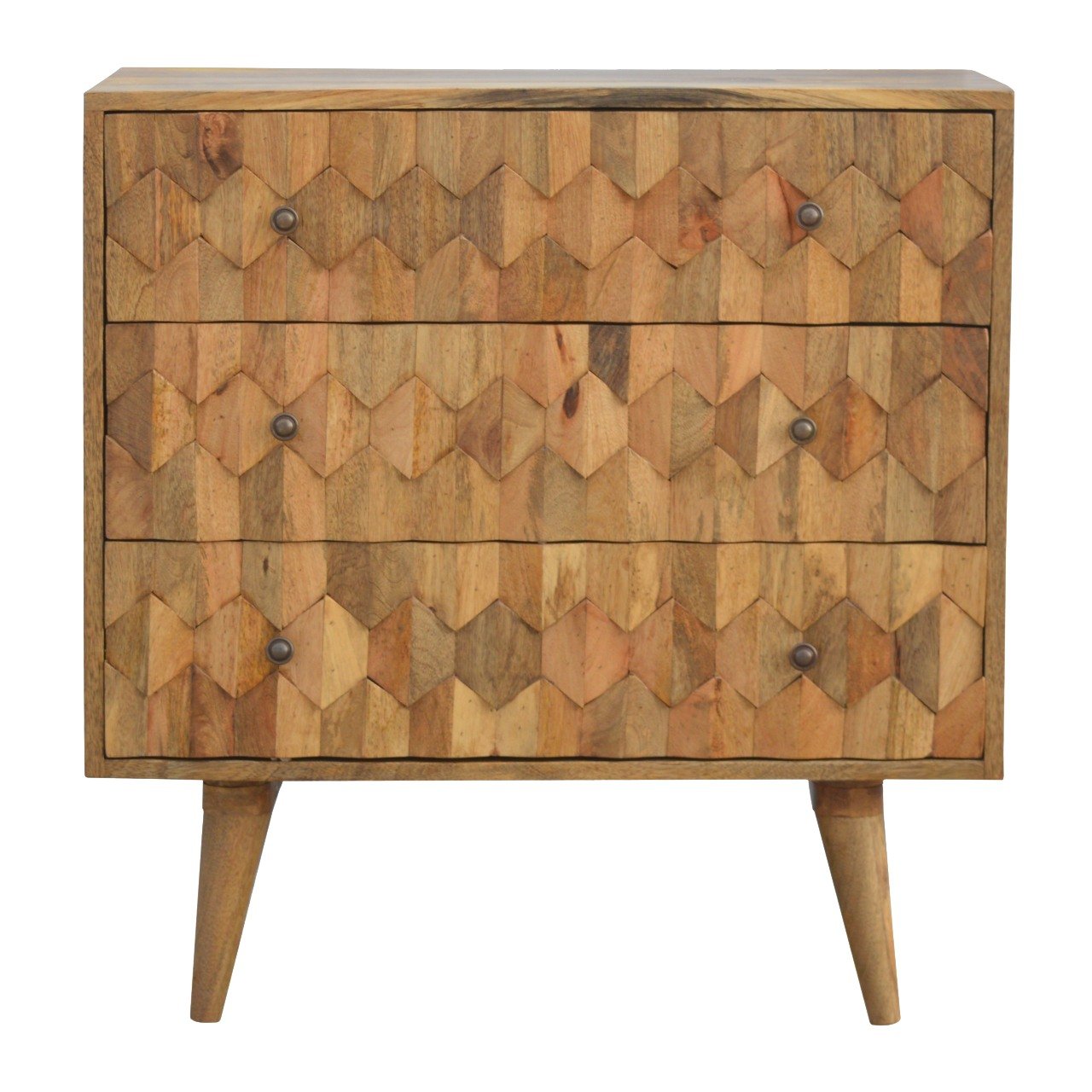 Pineapple Carved Chest of Drawers | Oak-Ish Mango Wood Hand-Carved