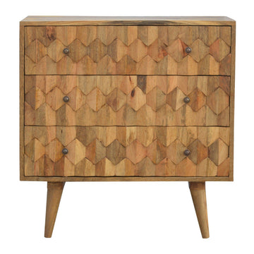 Pineapple Carved Chest of Drawers | Oak-Ish Mango Wood Hand-Carved