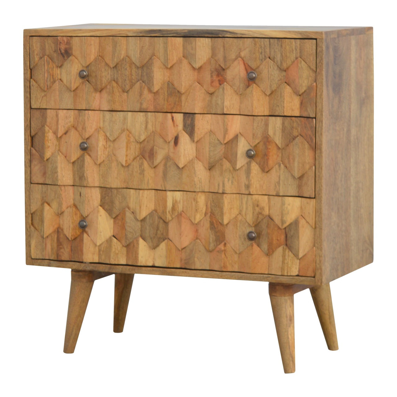 Pineapple Carved Chest of Drawers | Oak-Ish Mango Wood Hand-Carved