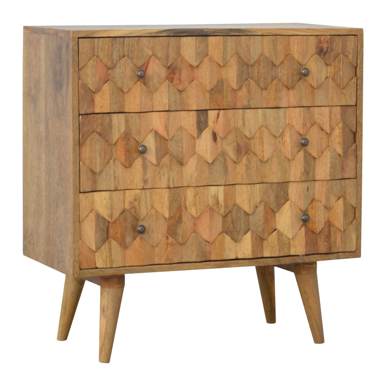 Pineapple Carved Chest of Drawers | Oak-Ish Mango Wood Hand-Carved