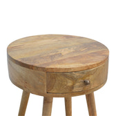Nordic Circular Shaped Bedside Table | Oak Mango Wood