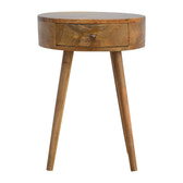 Nordic Circular Shaped Bedside Table | Oak Mango Wood