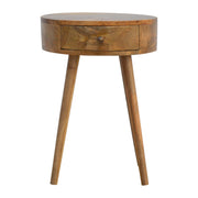 Nordic Circular Shaped Bedside Table | Oak Mango Wood