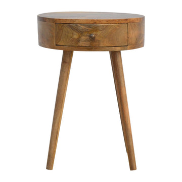 Nordic Circular Shaped Bedside Table | Oak Mango Wood