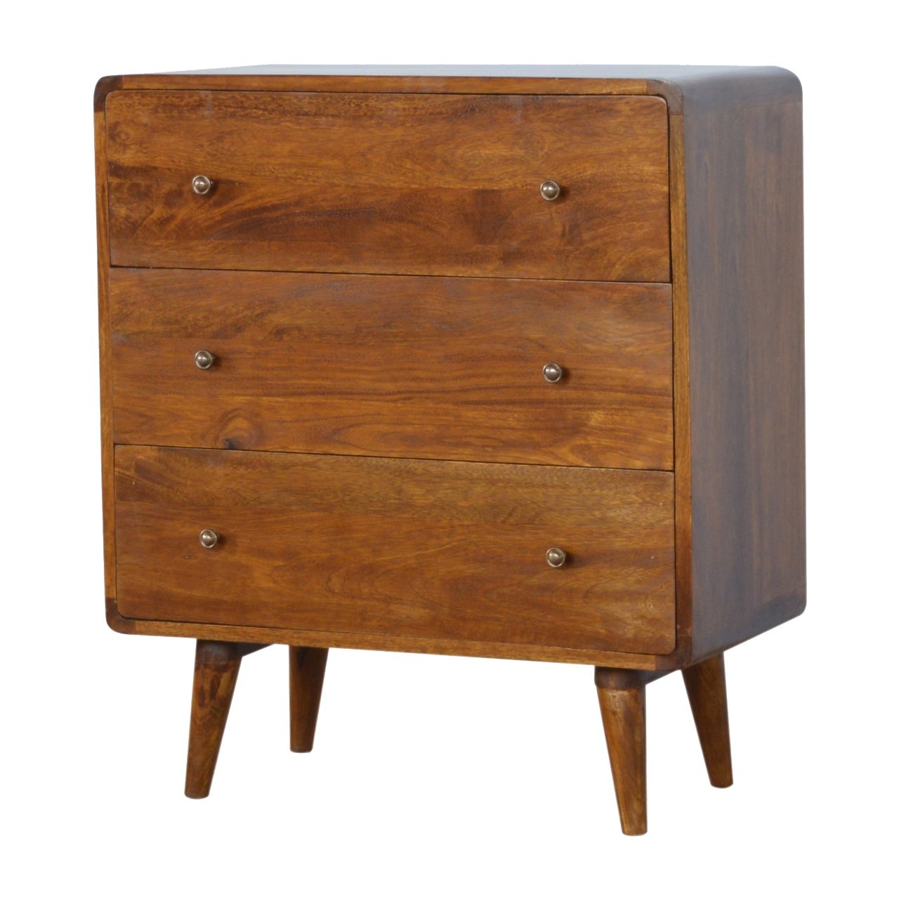 Curved Chestnut Chest of Drawers | Linen