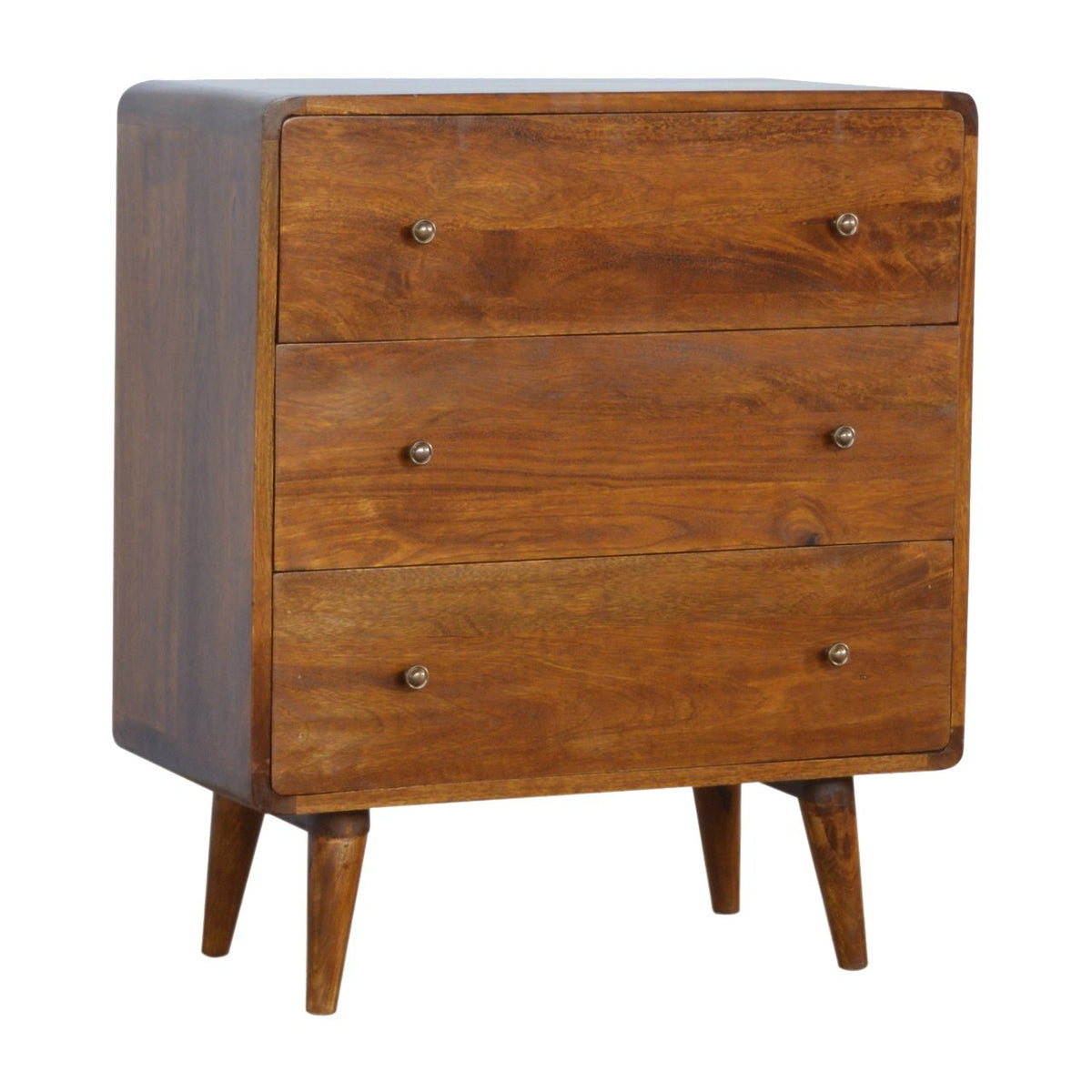 Curved Chestnut Chest of Drawers | Linen