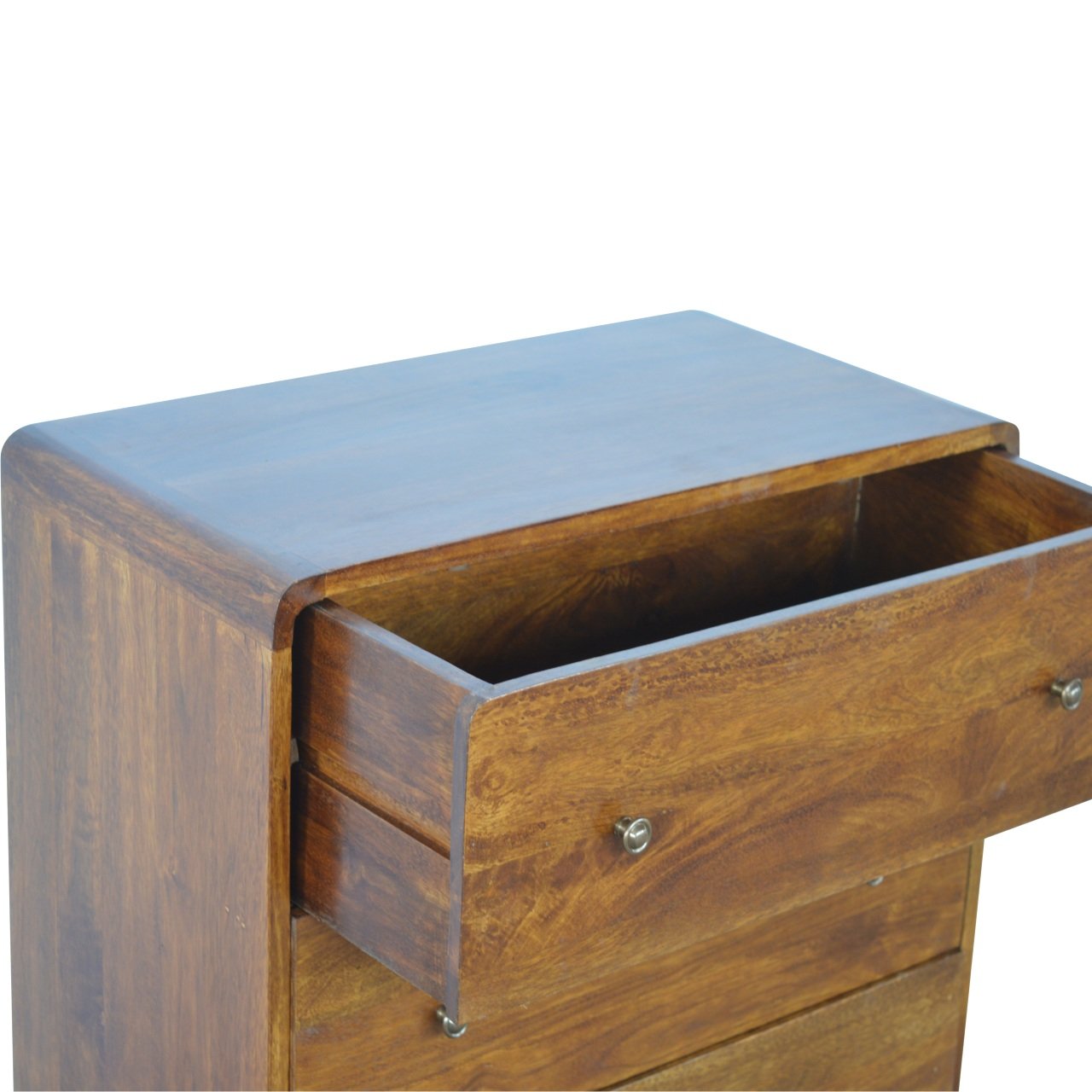 Curved Chestnut Chest of Drawers | Linen