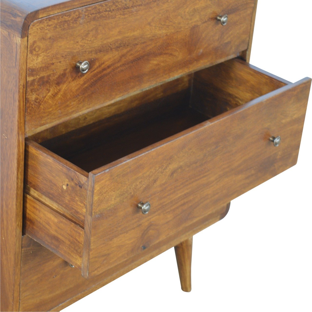 Curved Chestnut Chest of Drawers | Linen