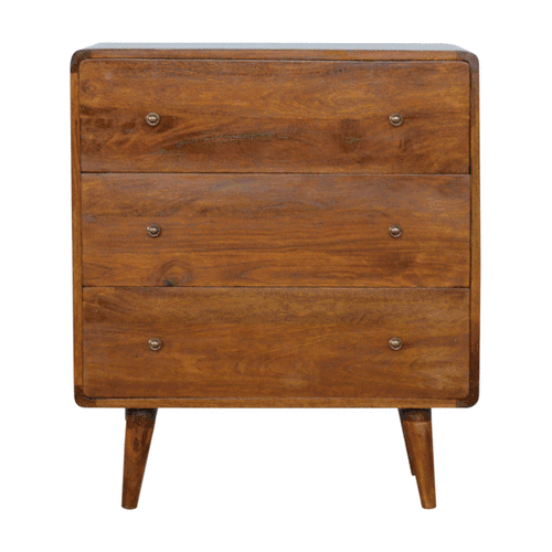 Curved Chestnut Chest of Drawers | Linen