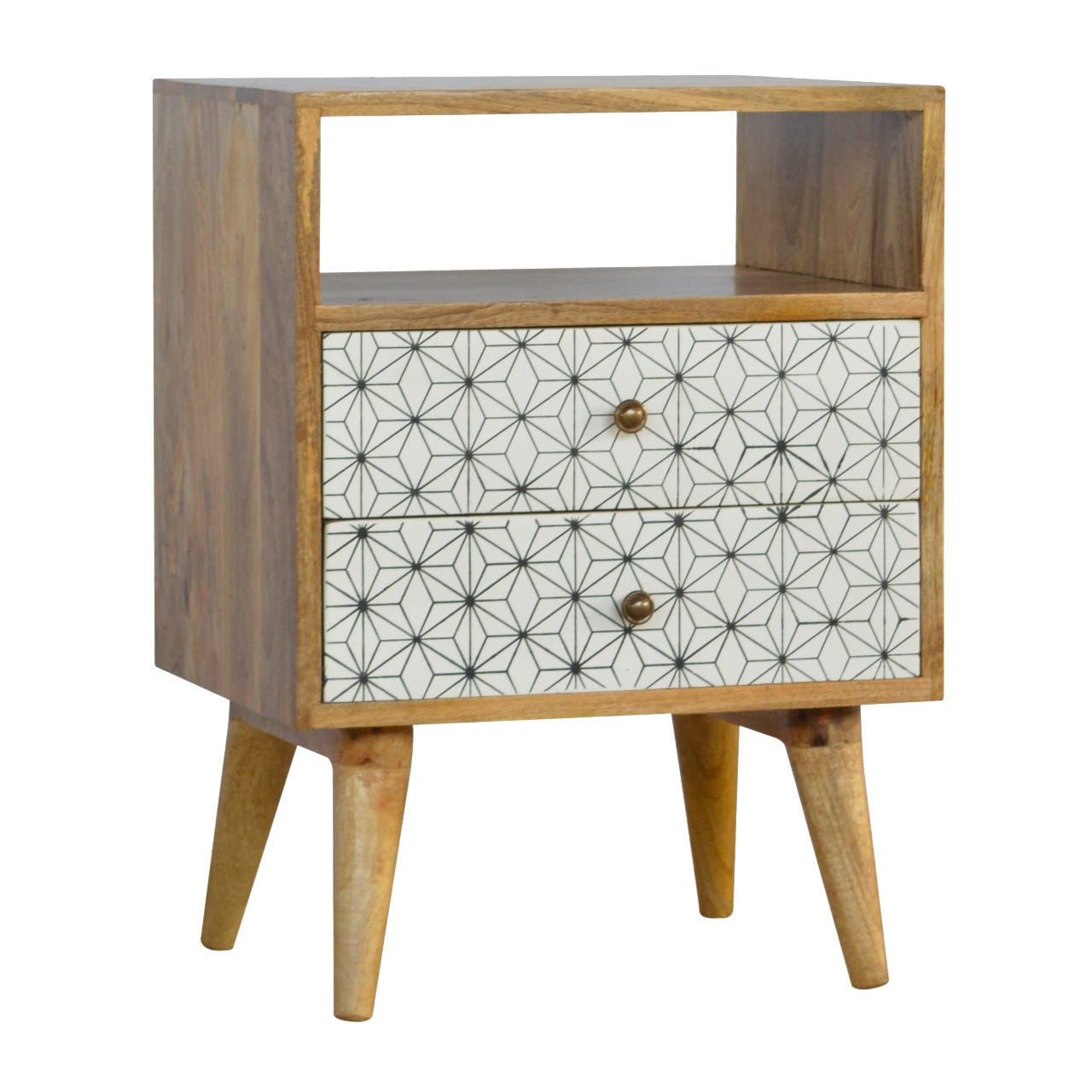 Prima Bedside with Open Slot Bedside Table | Oak Solid Mango Wood